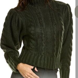 Astr the Label Dark hunter green  thick Knit Cable Sweater